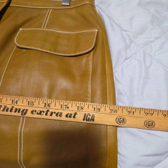 EUC LIKE NEW ELLEN TRACY LINDA ALLARD TAN GENUINE LEATHER PENCIL SKIRT SIZE 10 - Picture 15 of 16